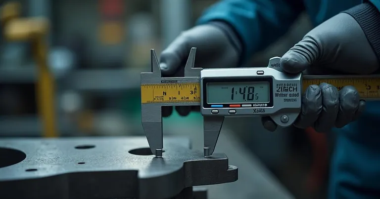 Depth gauge and caliper used for depth measurement
